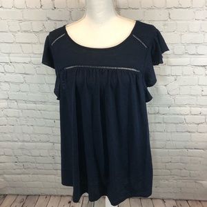 TORRID Navy Blue Flutter Sleeve Tank